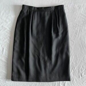 Vintage Worthington Rayon Pencil Skirt Womens Size 10P Lined‎ Black Pockets USA